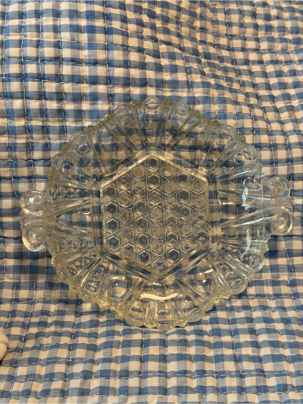Clear Pressed Glass Round Tray, Decorative Glossy Finish